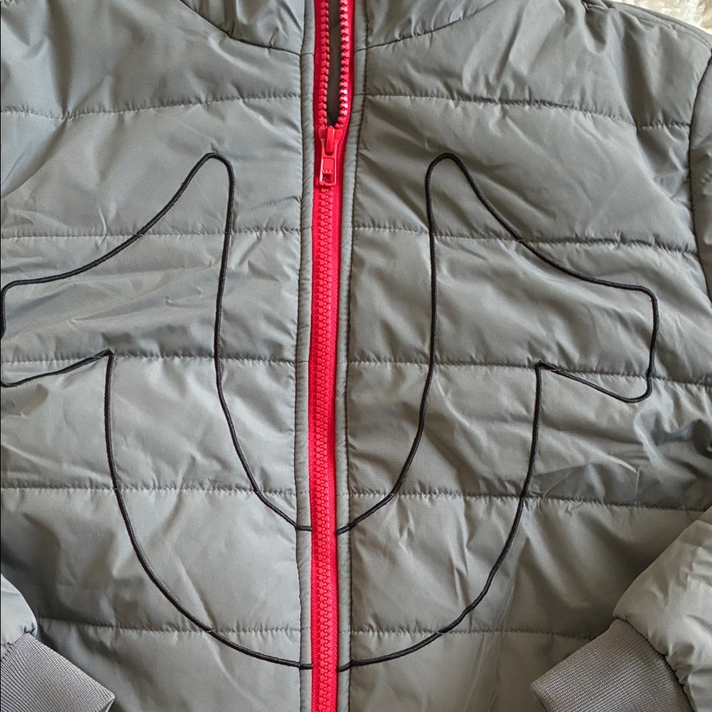 True Religion Gray and Red Kids Puffer Jacket - Picture 2 of 10
